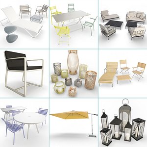 set metallic furniture accessories 3D