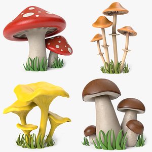 3D cartoon mushroom toadstool chanterelle