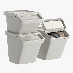 Ikea Sortera Recycling bins white 3D model