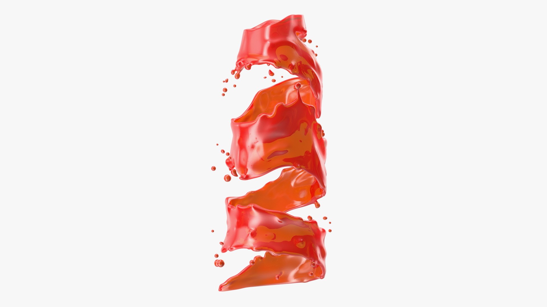 Red Twisted Splash 3D model preview
