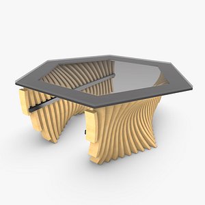 3D Hexagon Table Curvy Beams