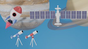 3D Telescope Rocket Satellite model