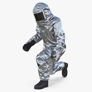 3D firefighter wearing aluminized chemical