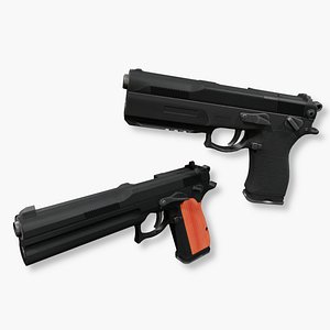 Silicone Gun Pistol 3D model rigged