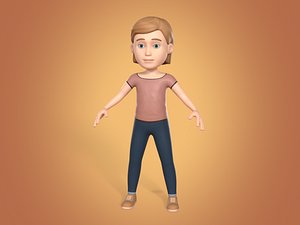 Rigged Cartoon Girl -- Character -- Chibi -- Avatar -- IK and Fk Rig