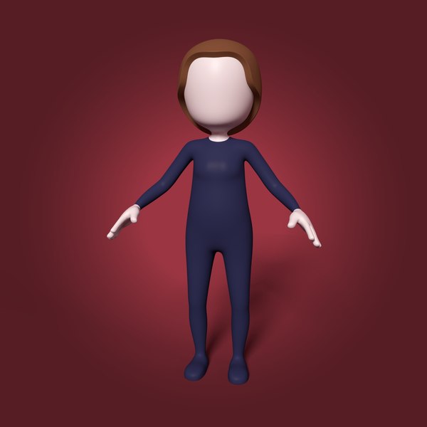 3D cartoon woman girl mesh model