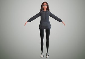 3D hoodie girl