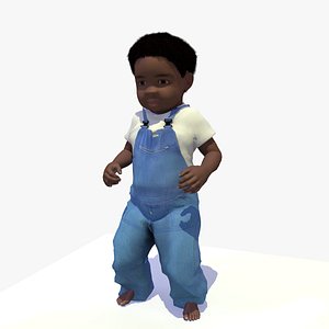 ANIMATED AFRO BABY STANDING AND SITTING 3D