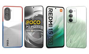 Xiaomi Redmi 15 5G Green And Xiaomi Poco M7 Plus 5G White 3D model