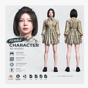 Korean Girl Character for Games and Animation 3D