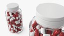 Jar of Medicinal Capsules Filled Red White