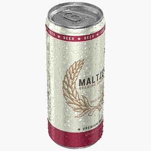 Sleek Beer Can With Droplets 330ml model