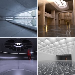 4 Sci-fi Interiors Set model