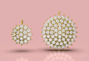 3D Diamond Round Pendant - 0112