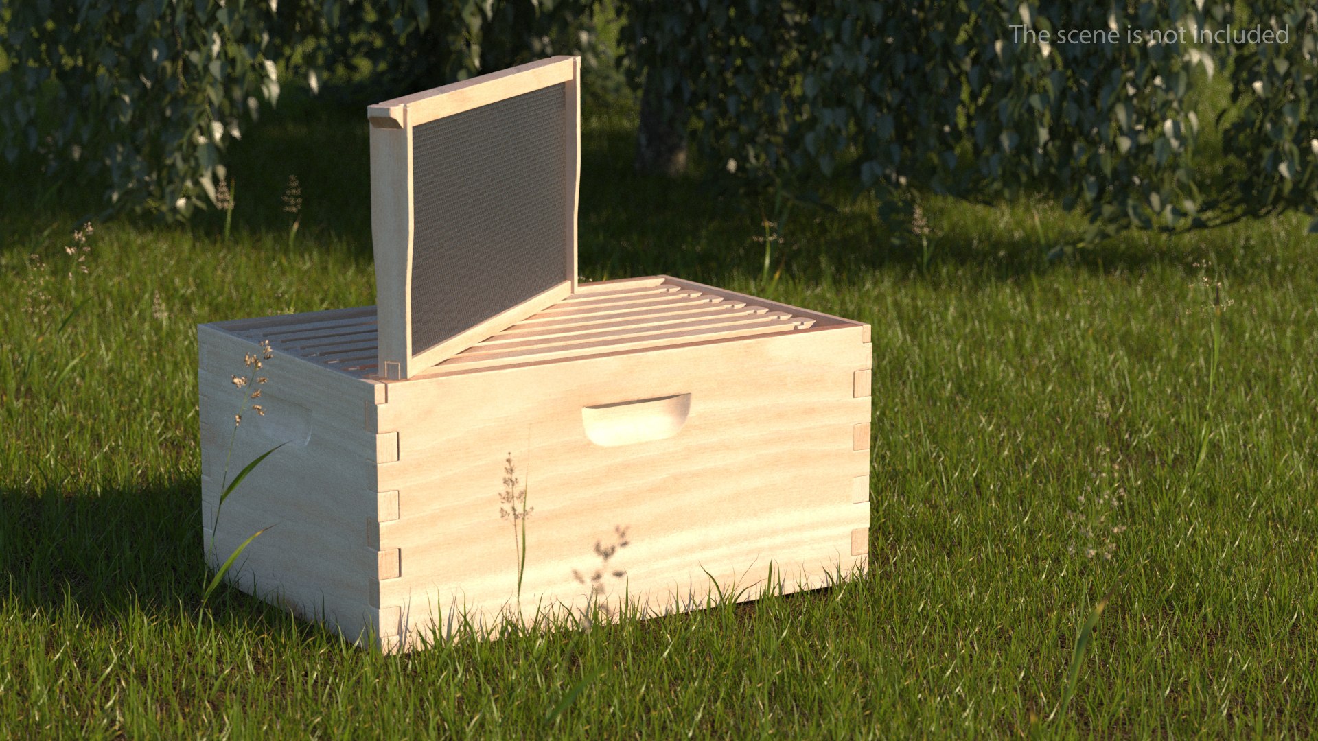 Wooden Honey Bee Box 3D model preview