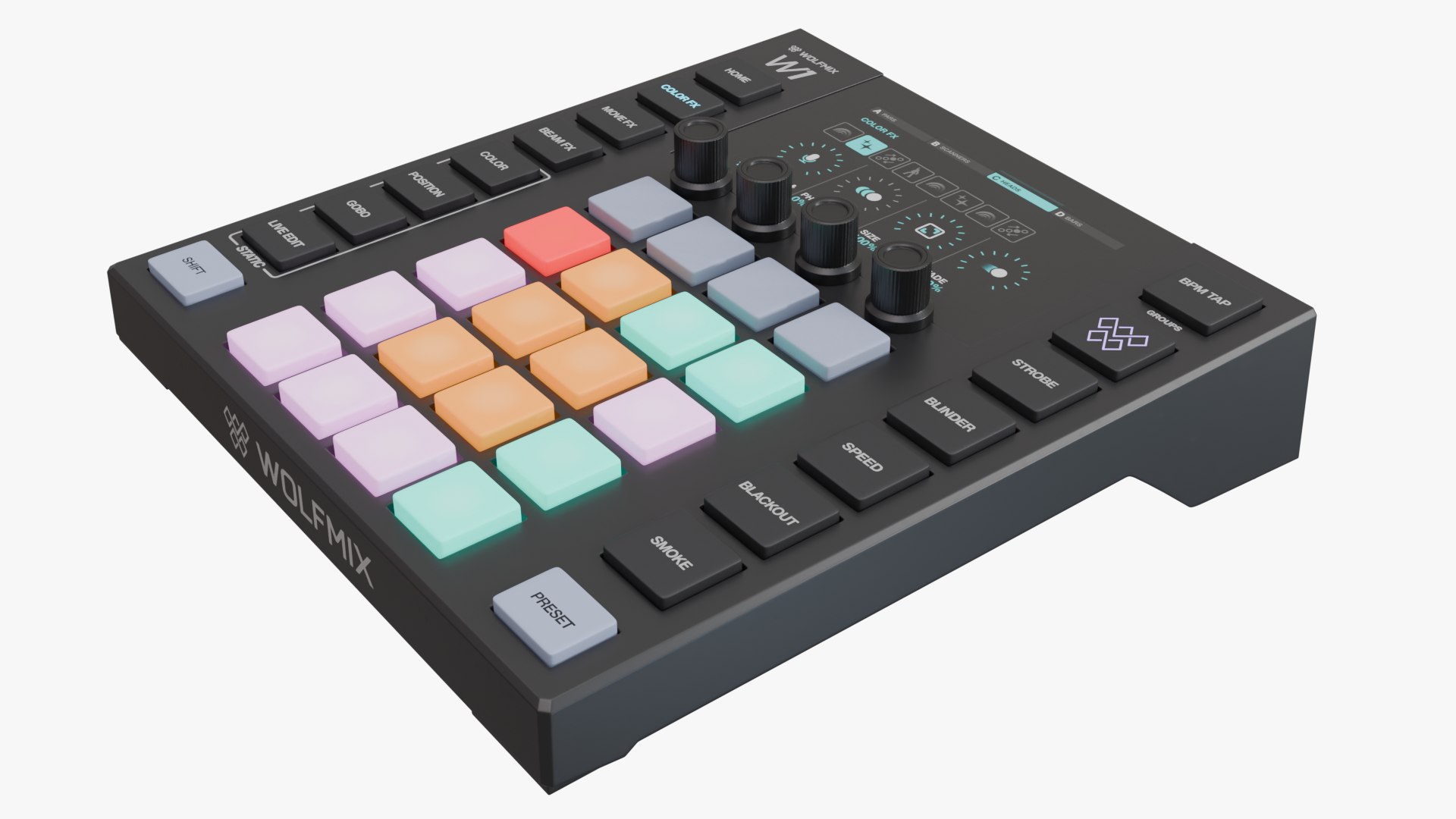 Wolfmix W1 Mk2 DMX Lighting Control Desk 3D Model - TurboSquid 2328137