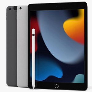 3D Apple iPad 10-2 2021 All Colors With pencil
