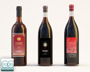bottles wine 3d model