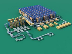 3D Conveyor Belt Scene warehouse model