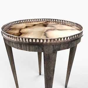 French Petite Round Table with Marble