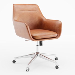 Leather retro office swivel chair 3D model