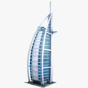 Burj Al Arab Hotel Tower Low Poly