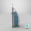 Burj Al Arab Hotel Tower Low Poly