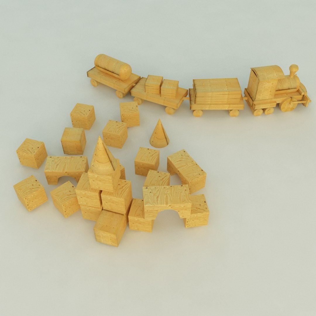 3ds Max Train Toy Cubes