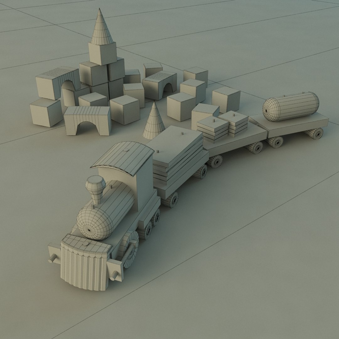 3ds Max Train Toy Cubes