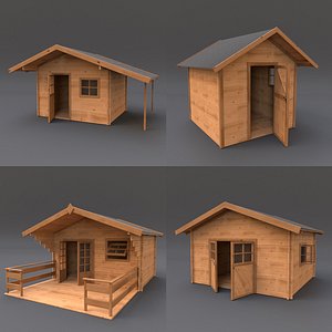3d model wooden shed 02