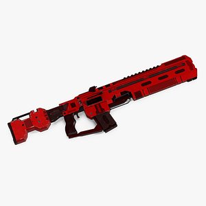 3D model Futuristic Military Assault Rifle Red