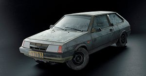 3D Dirty Russian Car Vaz-2108 model