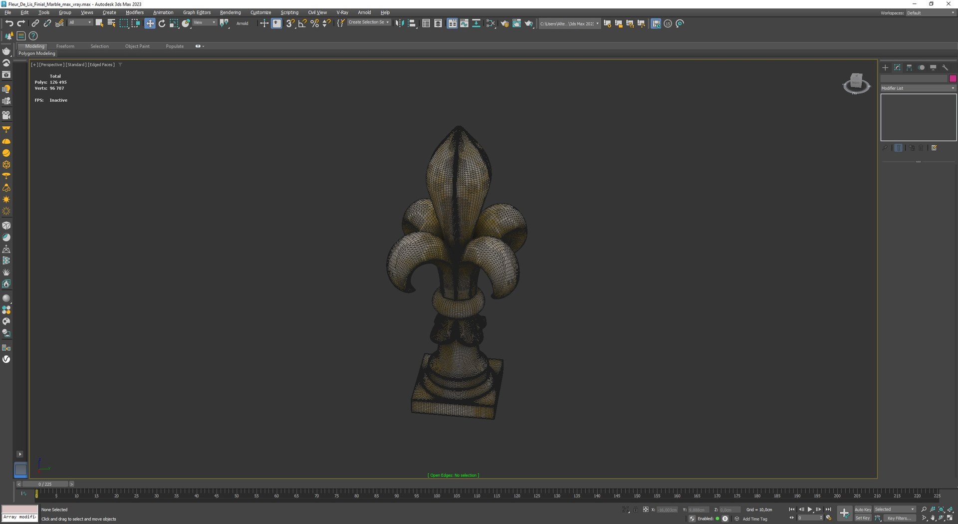 Fleur De Lis Finial Marble for 3D Print 3D model preview