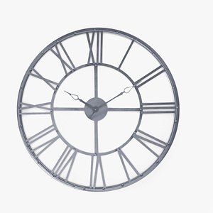 Metallic wall clock 3D model