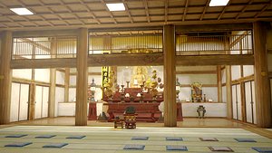 Japanese Temple With Interior Scene