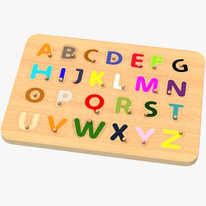 wooden alphabet peg puzzle 3D model