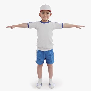 3D Animated 3D asian boy in gym clothes 209Taku