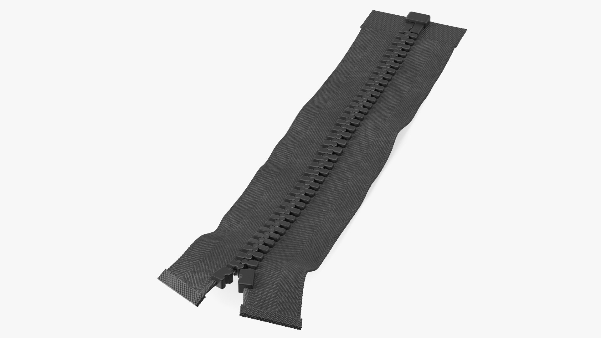 Close Zipper without Slider Black 3D model preview