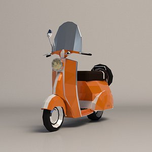 Low-Poly Cartoon Vespa Scooter