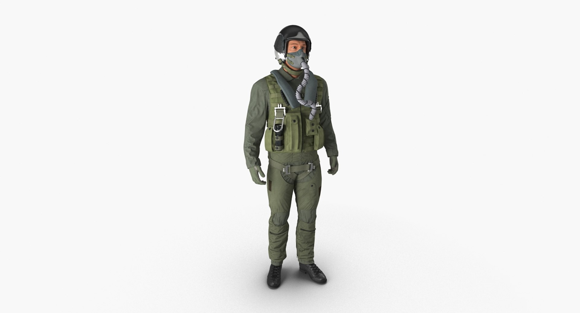 US Military Jet Fighter Pilot Pose 2 3D model preview