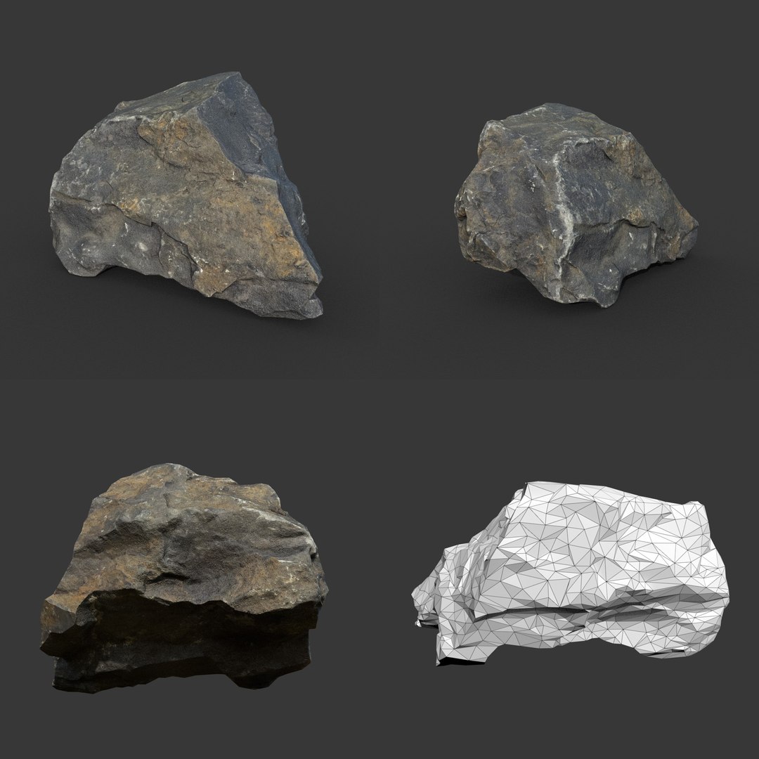 3D 8 Low poly PBR Gray Sharp Rock Photogrammetry model - TurboSquid 2163022