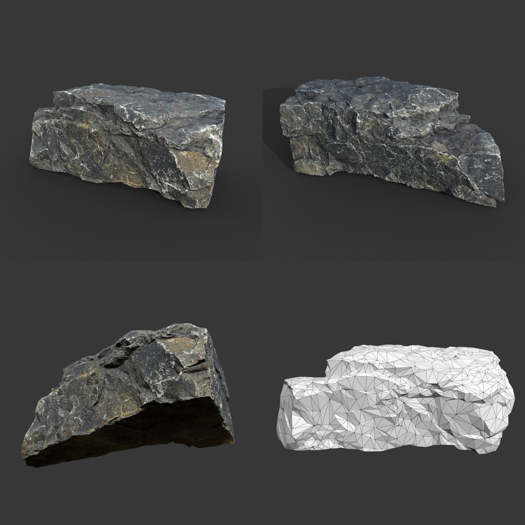 3D 8 Low poly PBR Gray Sharp Rock Photogrammetry model - TurboSquid 2163022