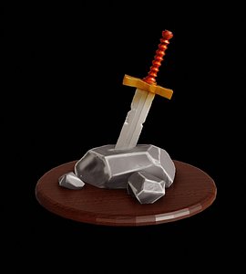 3D Excalibur Sword in the stone diorama zbrush blender Free 3D model