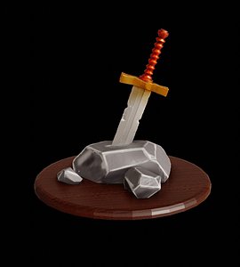Excalibur Sword in the stone diorama zbrush blender Free 3D model