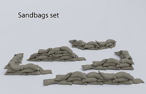 Sandbags set low poly PBR materials Low-poly model