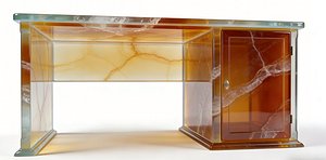 Brown printed miniature model of  amber  jade table