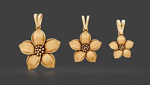 3D Flower  pendant 3 size model