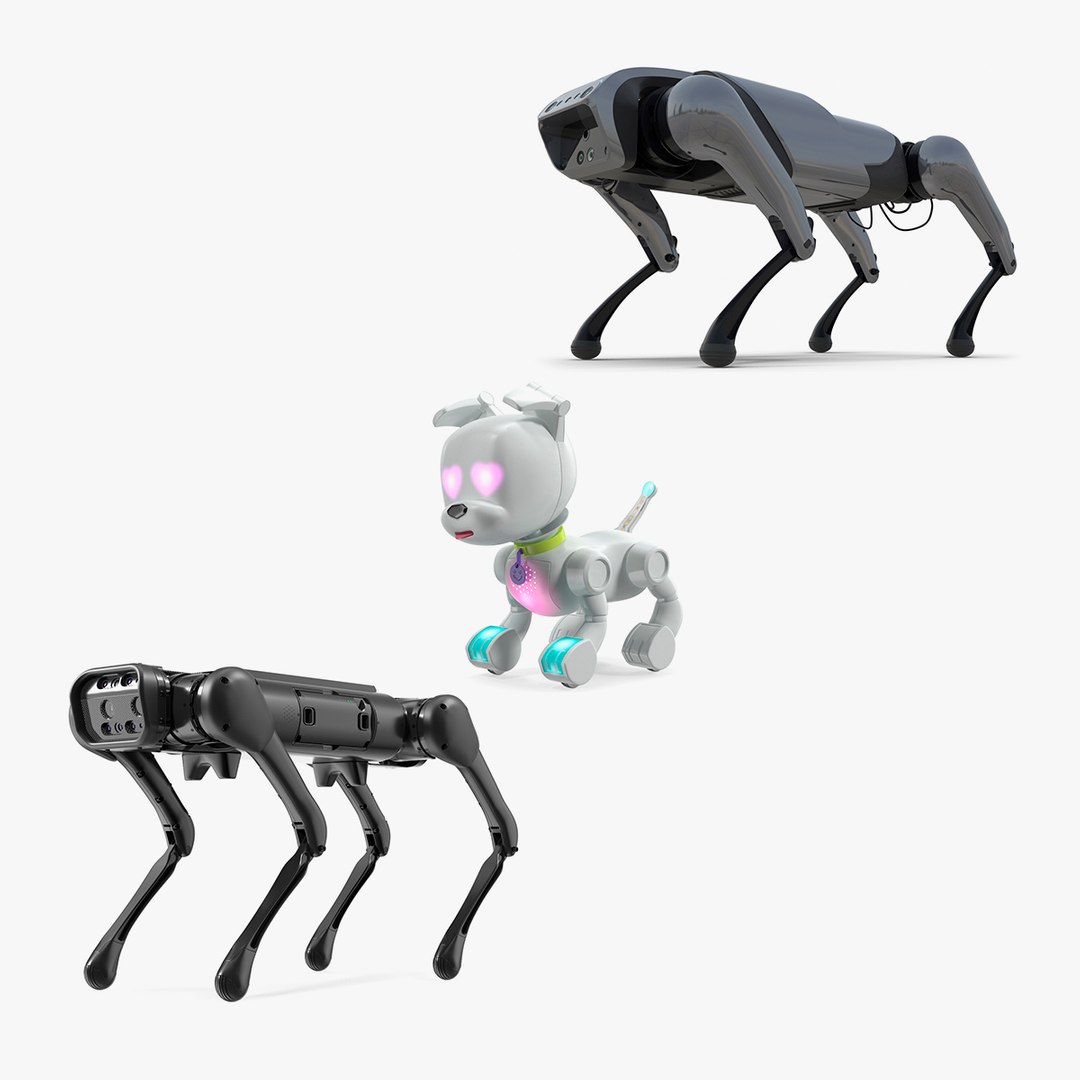 Rigged Robots Dog Collection 3D model preview