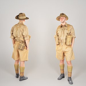 australian infantryman character pose 3D model