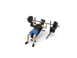 3D model man weight bench press